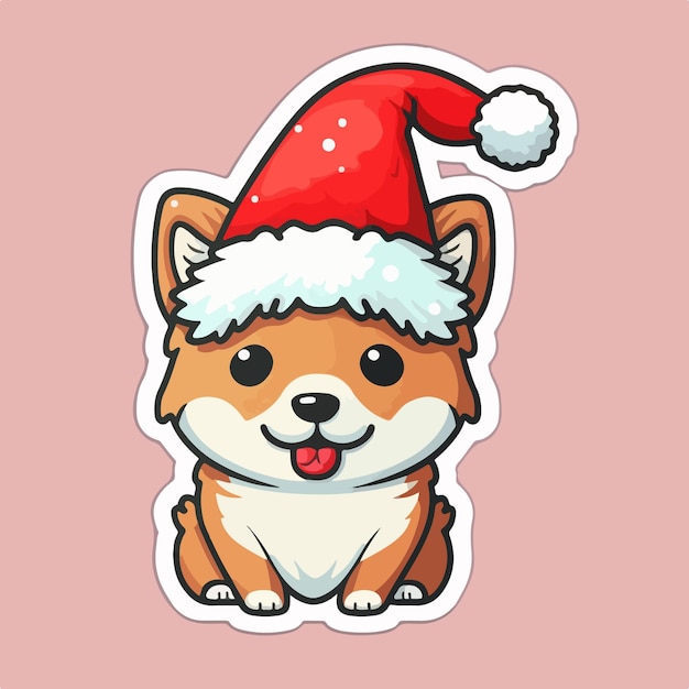 Vector christmas dog sticker xmas puppy stickers pack newyear collection