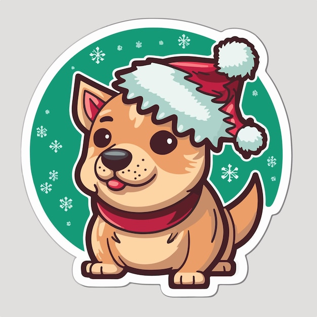 Vector christmas dog sticker xmas puppy stickers pack winter holidays