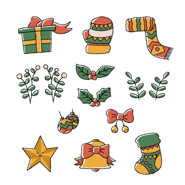 Christmas doodle elements 