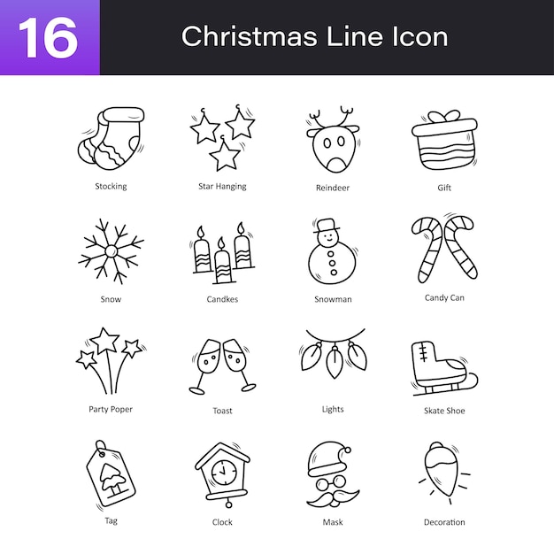 Christmas doodle style Hand Drawn Set 03