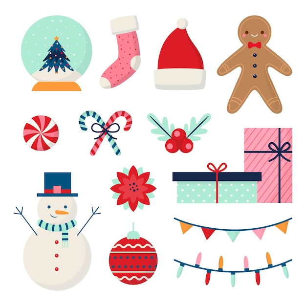 Christmas element collection in flat design