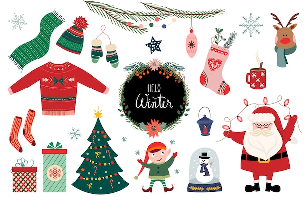 Christmas elements collection, winter seasonal design