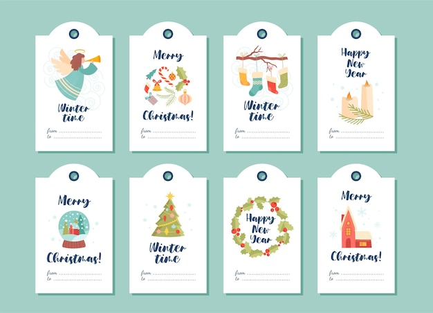 Christmas elements tags set