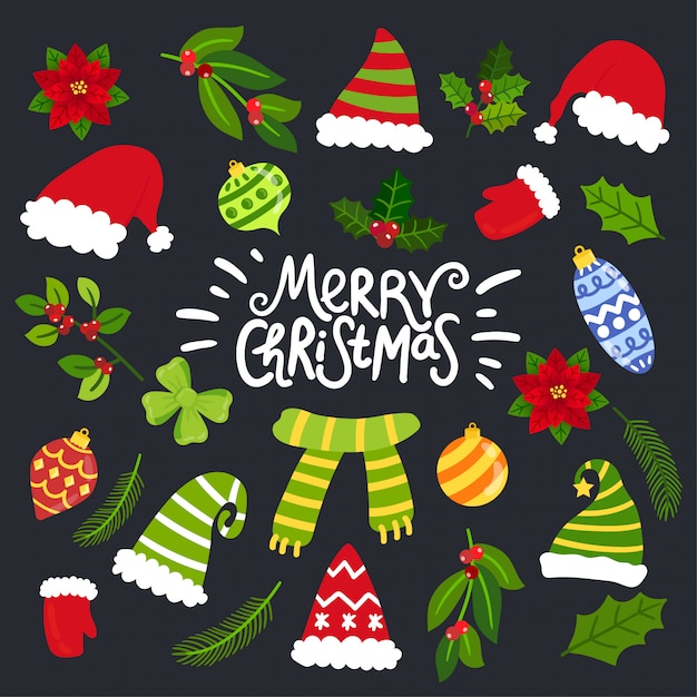 Christmas elements vector. 