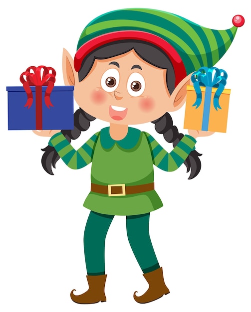 Christmas elf girl cartoon character