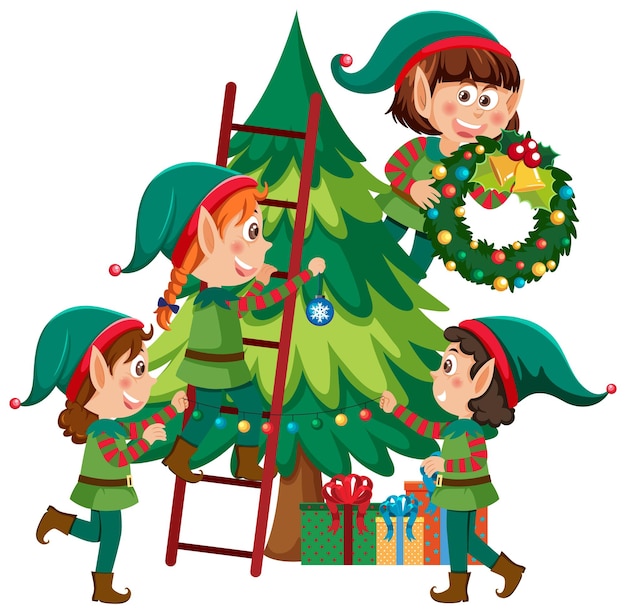 Christmas elf kids cartoon character