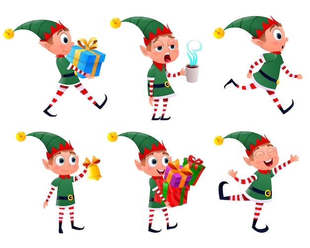 Vector christmas elf set