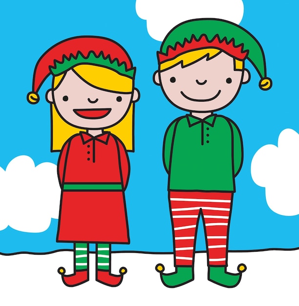 Christmas elves vector illustration