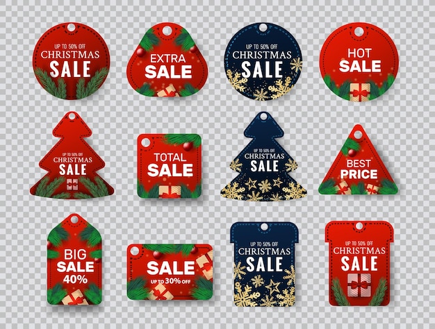 Christmas emblem with price stickers or coupons