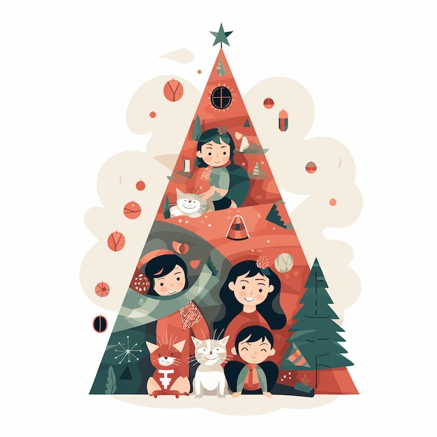 Vector christmas family tree