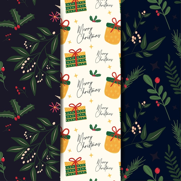 christmas flat design pattern set