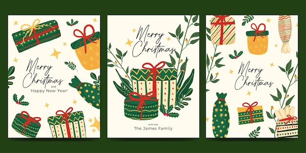 christmas floral greeting card set