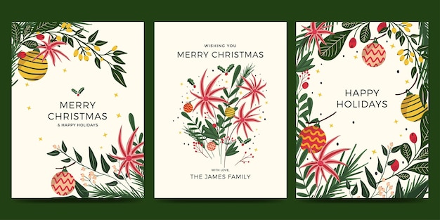 christmas floral greeting card set