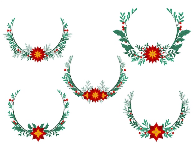 Christmas Flower Circle Frame Illustration