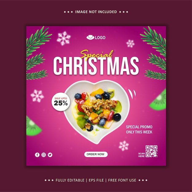 Christmas Food Menu Flyer Social Media Post Template