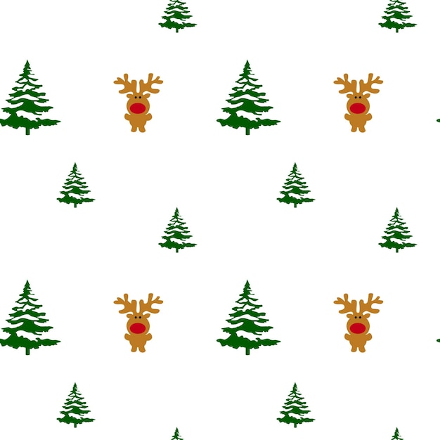 Christmas forest and deer Background