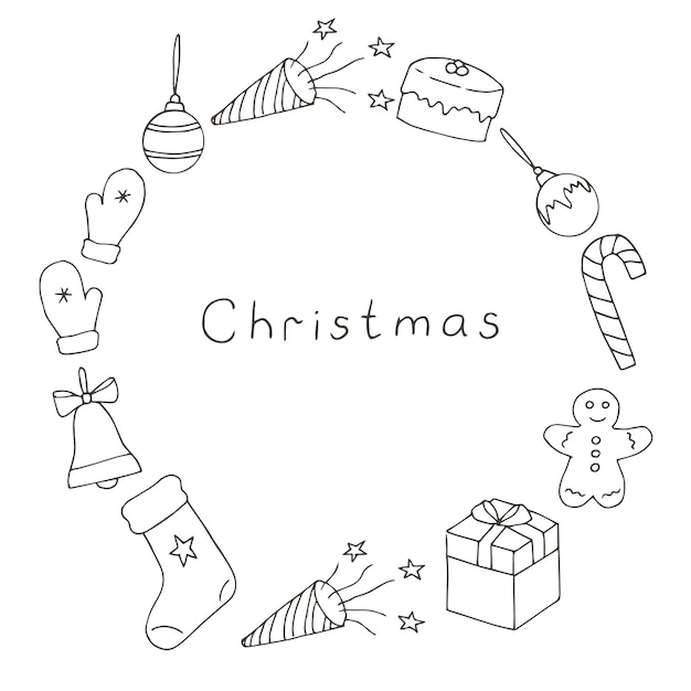 Christmas frame vector illustration hand drawing doodles