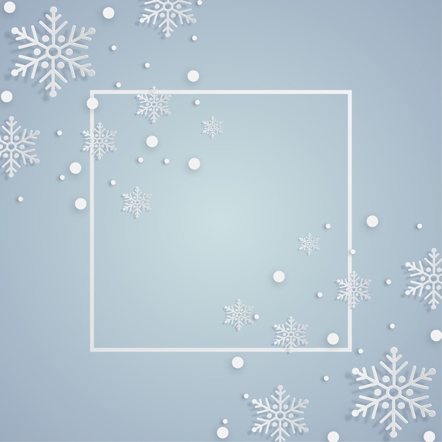 Christmas frame with decorations snowflakes