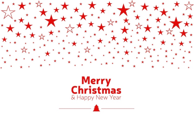 Christmas futuristic greeting card - minimalistic design. Creative xmas banner with red stars.