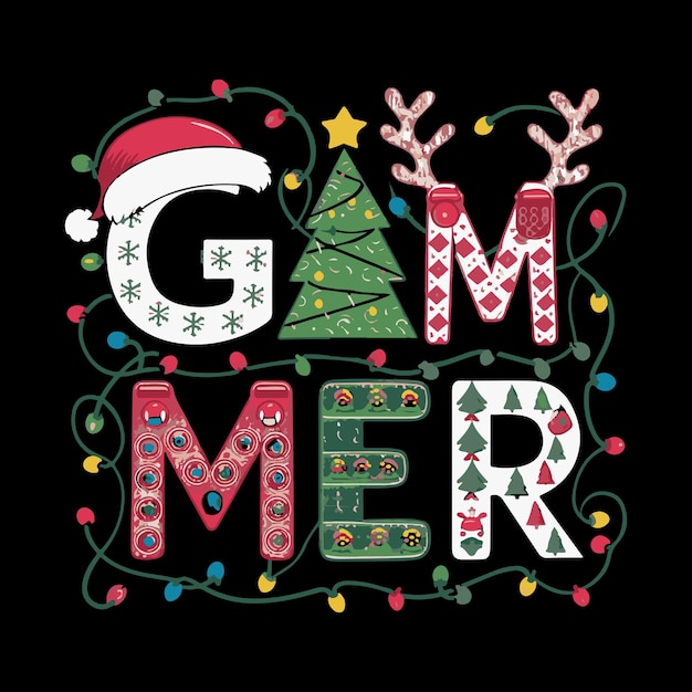 Christmas gaming t shirt design