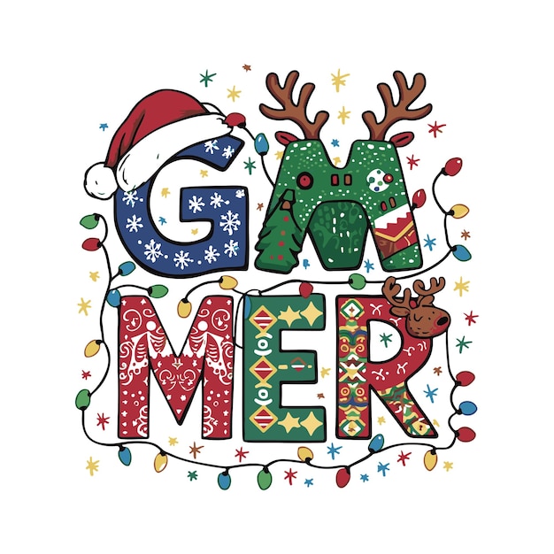 Christmas gaming t shirt design