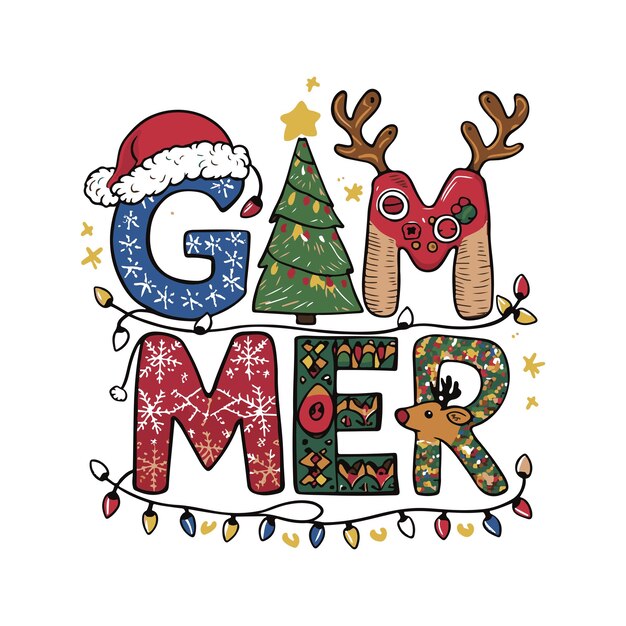 Vector christmas gaming t shirt design