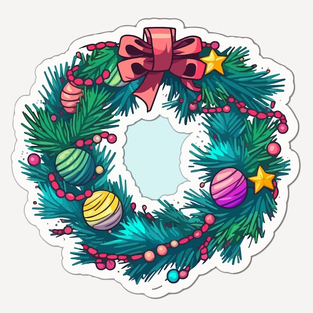 Christmas garland cartoon sticker xmas omela stickers isolated decoration Winter holidays