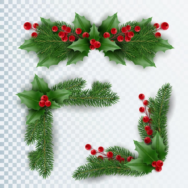 Christmas garland of tree branches berries Realistic looking tree branches decorated with berries