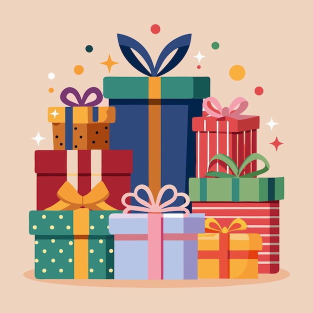 Christmas gift boxes color illustration design