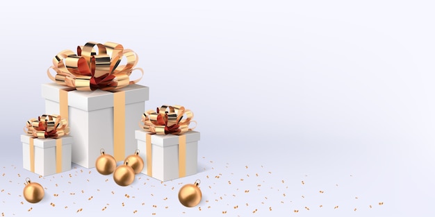 Christmas gift boxes with gold bows