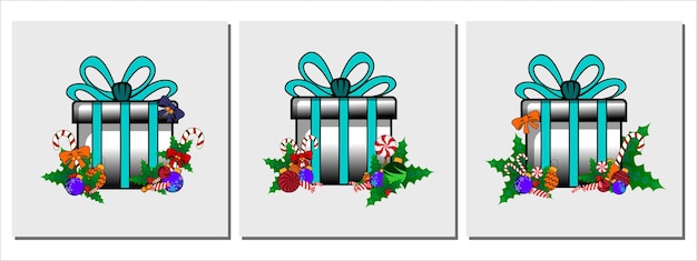 christmas gift illustration vector surprise celebration cartoon decoration gift box red