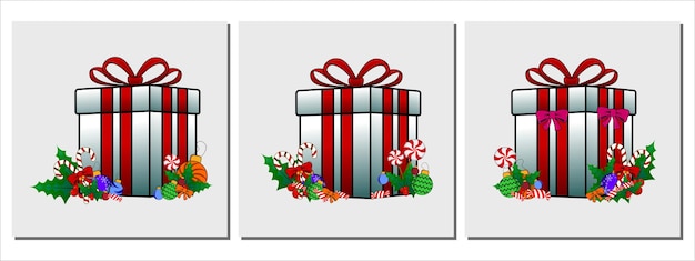 christmas gift illustration vector surprise celebration cartoon decoration gift box red