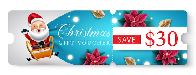 Christmas gift voucher design. Christmas gift voucher with save text and xmas element.