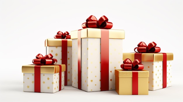 Christmas Gifts and Presents on white background