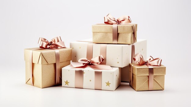 Christmas Gifts and Presents on white background