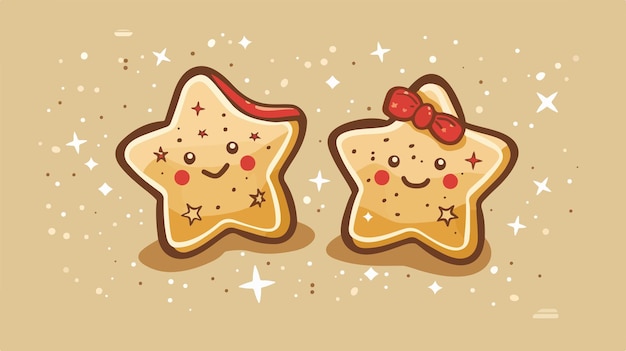 Vector christmas gingerbread cookies on a brown background