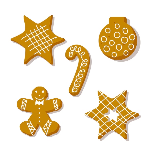 christmas gingerbread cookies collection isolated on white background