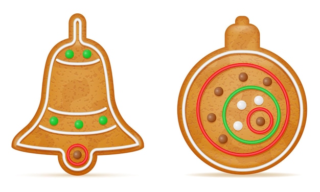 christmas gingerbread cookies for new year's holiday celebration vector illustration isolated on whi