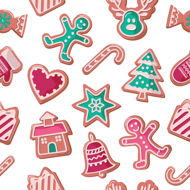 Christmas Gingerbread cookies seamless pattern