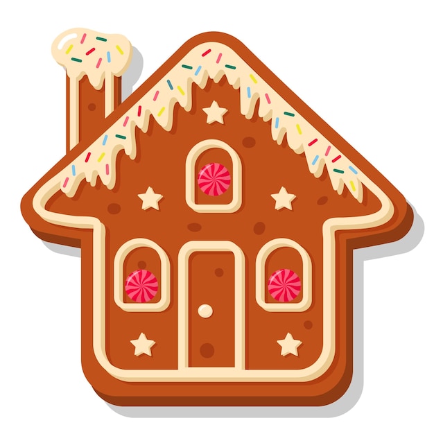 Christmas gingerbread house. Sweet homemade glazed biscuit.