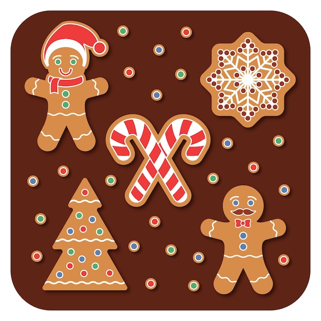 Christmas Gingerbread man cookies set