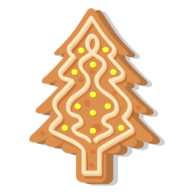 Christmas gingerbread tree. Sweet homemade glazed biscuit.