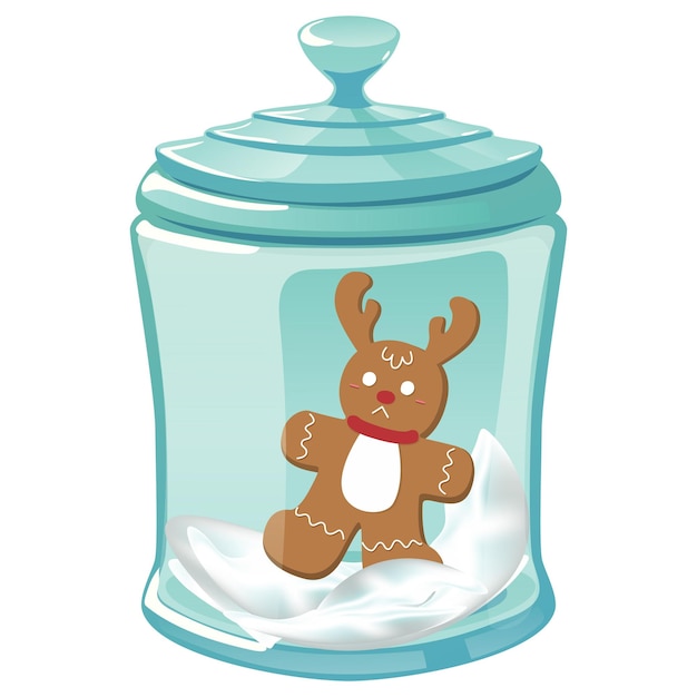 Christmas glass jar with deer cookies gingerbread