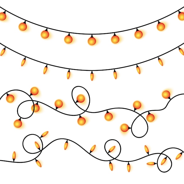 Christmas glowing garlands isolated.  illustration