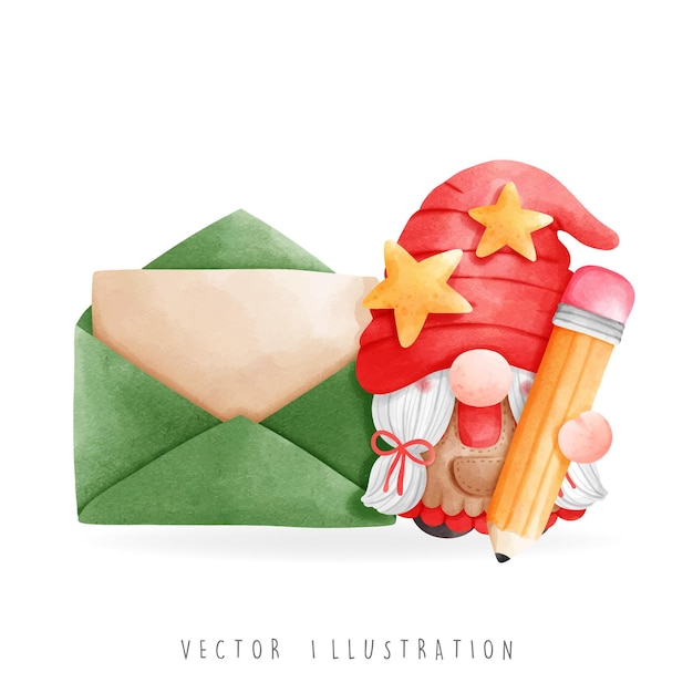 Christmas gnome, gnome mail. Delivery. Vector illustration