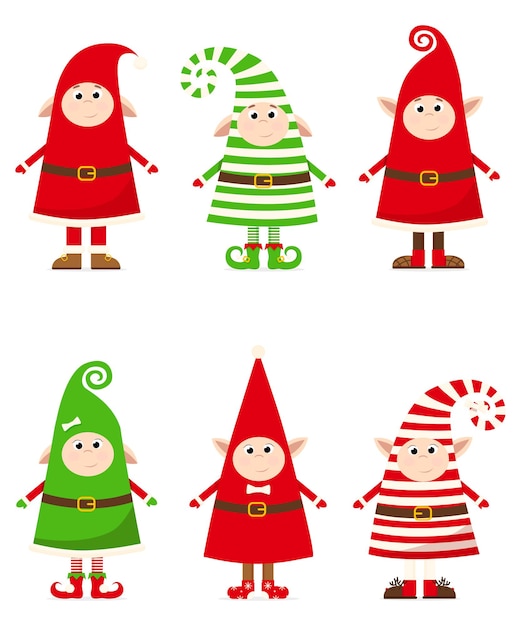 Christmas gnomes in striped costumes