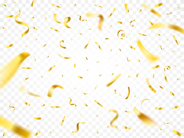 Christmas golden confetti. flying and falling tiny yellow foil papers. illustration