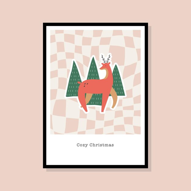 Vector christmas greeting card collection in a frame to print poster or wall art