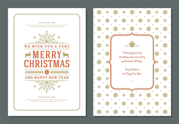 Christmas greeting card design template with decoration label vector illustration