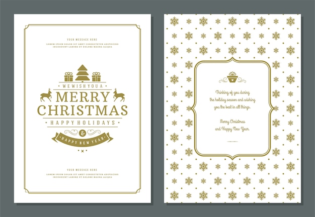 Christmas greeting card design template with decoration label